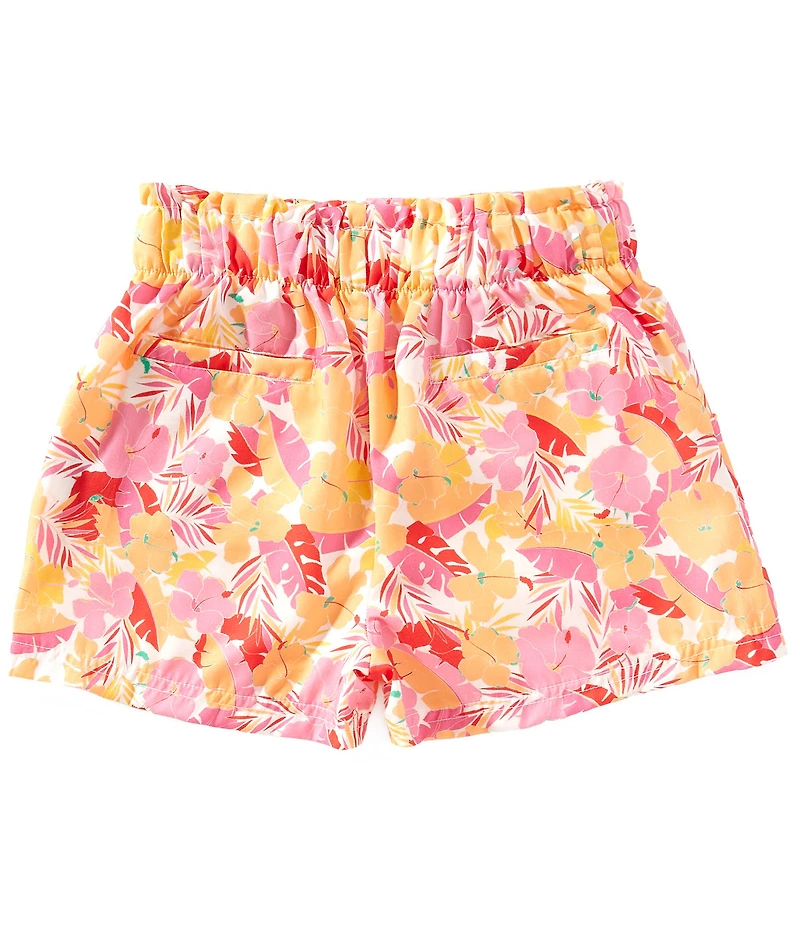Copper Key Big Girls Tropical Floral Printed Paper Bag Shorts