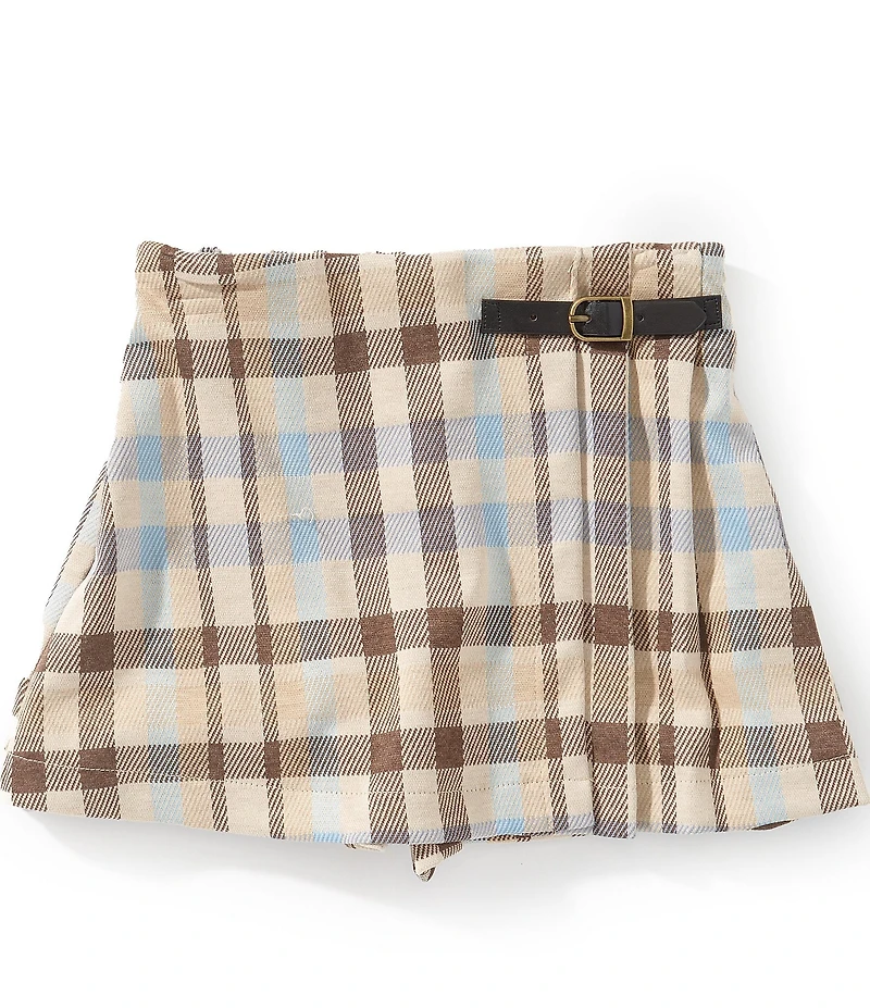Copper Key Big Girls Buckle Plaid Skort