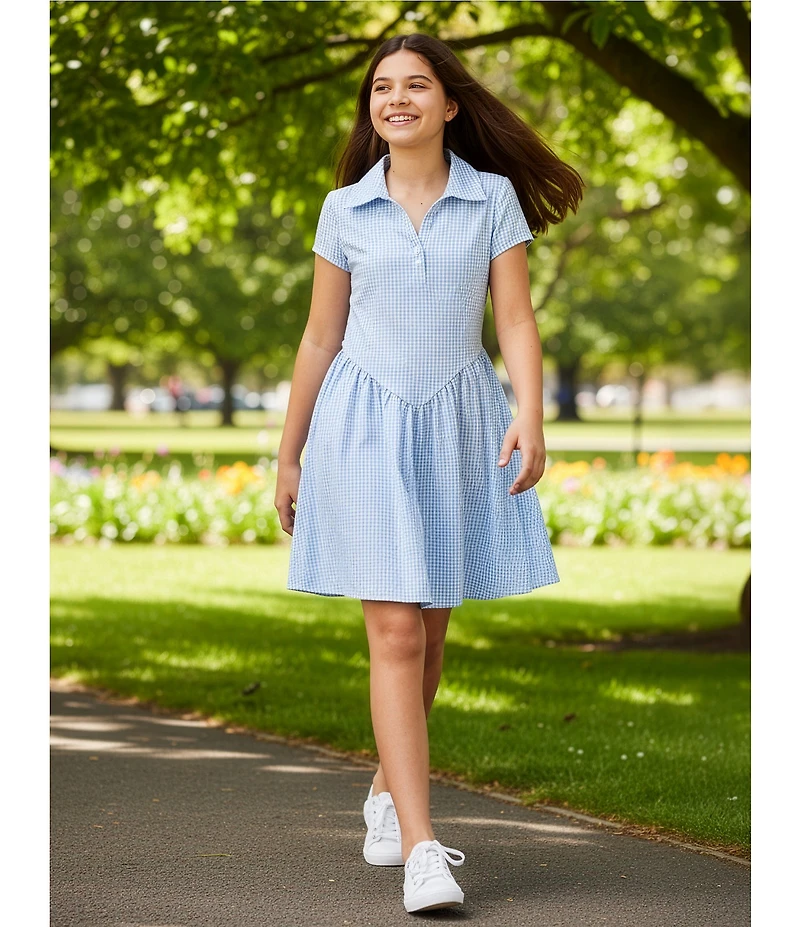 Copper Key Big Girls Collared Gingham Dress