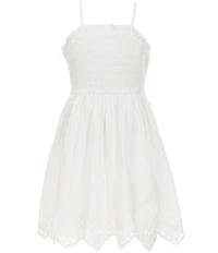 Copper Key Big Girls Eyelet Scalloped Trim Ruched Dress