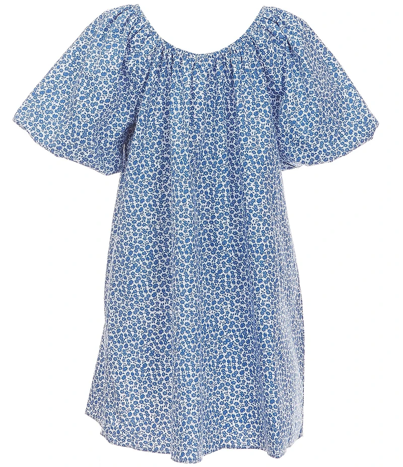 Copper Key Big Girls Floral Printed Short Puff Sleeve Dress