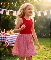 Copper Key Big Girls Knit Gingham Dress