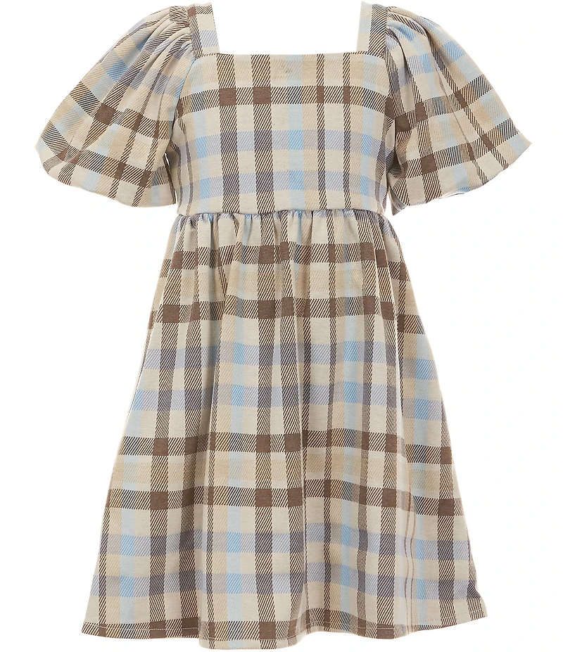Copper Key Big Girls Puff Sleeve Plaid Dress