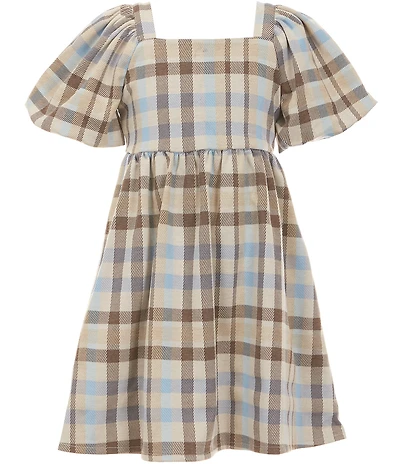 Copper Key Big Girls Puff Sleeve Plaid Dress