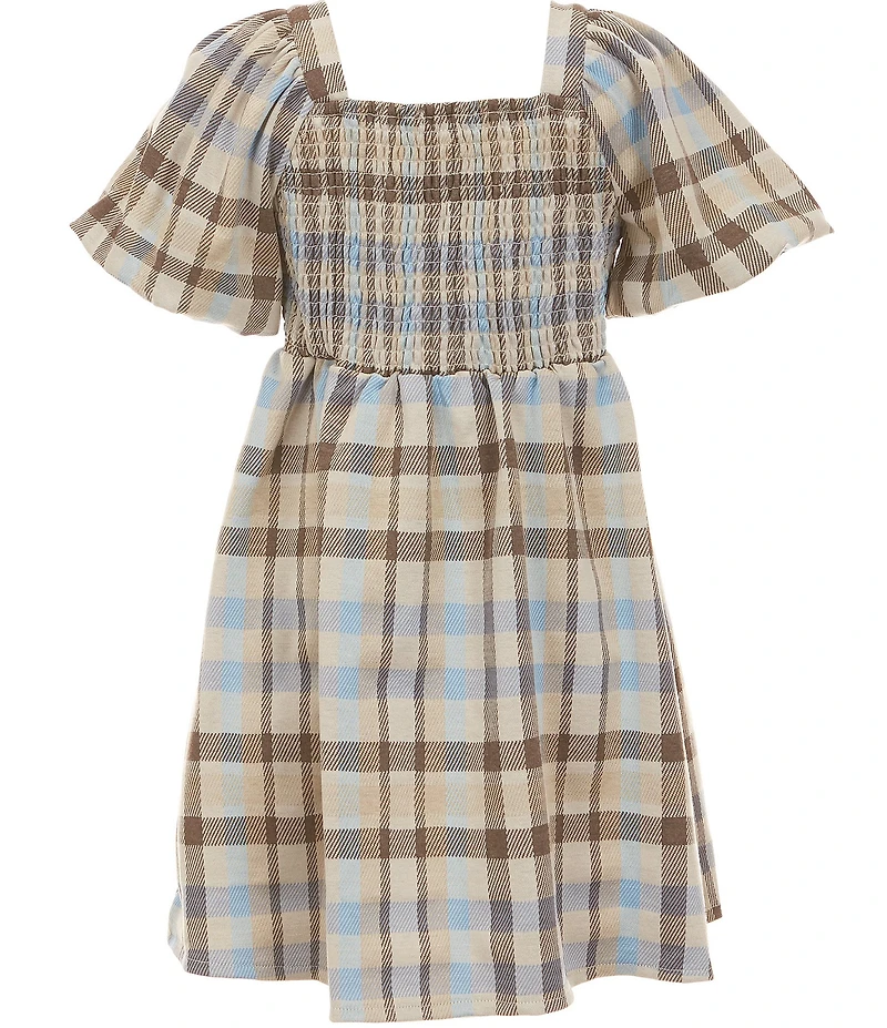 Copper Key Big Girls Puff Sleeve Plaid Dress