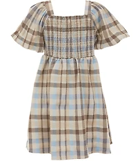 Copper Key Big Girls Puff Sleeve Plaid Dress