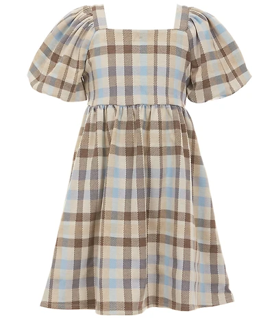 Copper Key Big Girls Puff Sleeve Plaid Dress