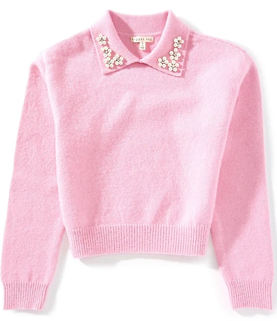 Copper Key Big Girls Pearl Collar Sweater