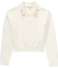 Copper Key Big Girls Pearl Collar Sweater