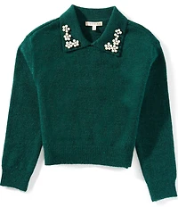 Copper Key Big Girls Pearl Collar Sweater