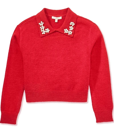 Copper Key Big Girls Pearl Collar Sweater