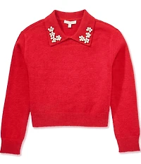 Copper Key Big Girls Pearl Collar Sweater