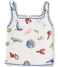 Copper Key Big Girls Sarah Printed Sleeveless Scalloped Trim Top