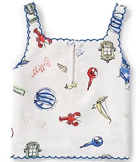 Copper Key Big Girls Sarah Printed Sleeveless Scalloped Trim Top