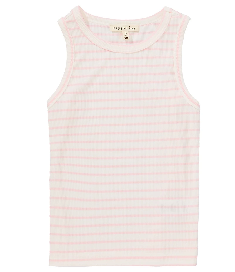 Copper Key Big Girls Americana Sleeveless Striped Ribbed Tank Top