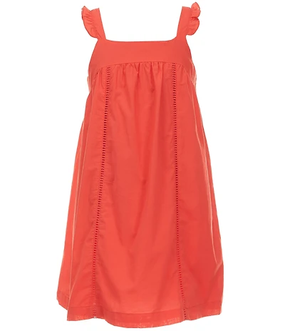 Copper Key Big Girls Square Neck Ruffled Strap Eyelet Shift Dress