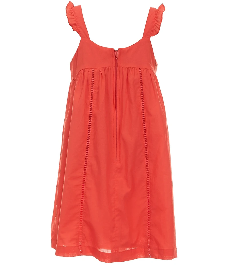 Copper Key Big Girls Square Neck Ruffled Strap Eyelet Shift Dress