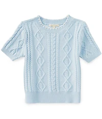 Copper Key Big Girls Whipstitch Puff Short Sleeve Sweater