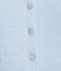 Copper Key Button Front Puff Sleeve Cardigan