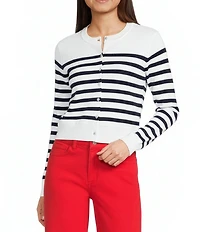 Copper Key Button Front Striped Cardigan