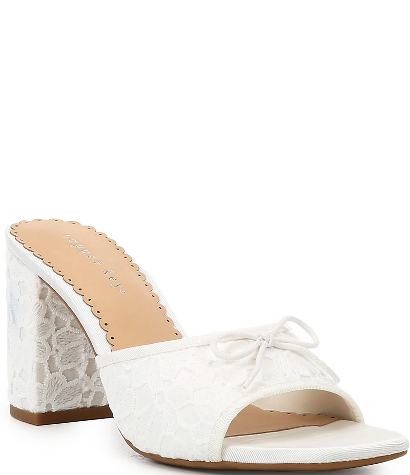 Copper Key Cape Embroidered Floral Print Lace Bow Detail Dress Slide Sandals