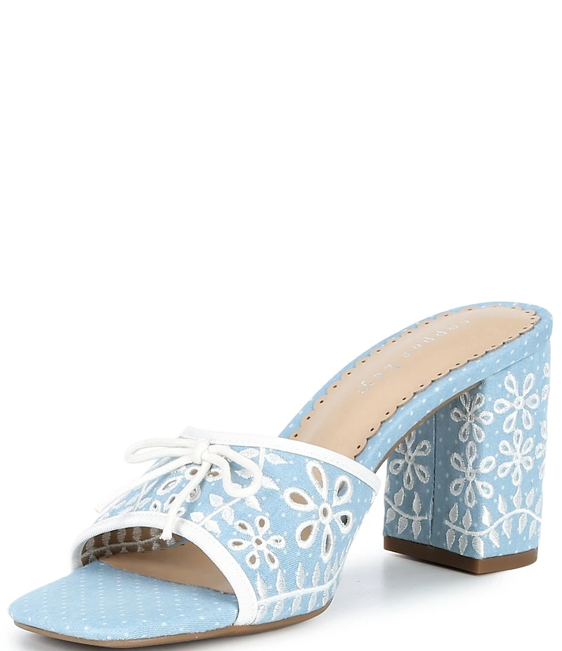 Copper Key Cape Floral Embroidered Polka Dot Dress Slide Sandals