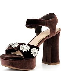 Copper Key Celleste Two Velvet Jewel Embellished Platform Dress Sandals
