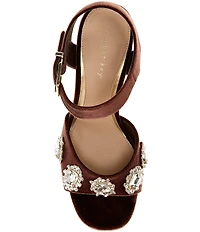 Copper Key Celleste Two Velvet Jewel Embellished Platform Dress Sandals