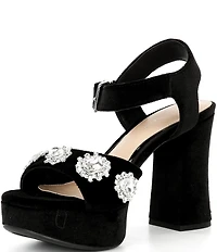 Copper Key Celleste Two Velvet Jewel Embellished Platform Dress Sandals