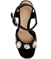 Copper Key Celleste Two Velvet Jewel Embellished Platform Dress Sandals