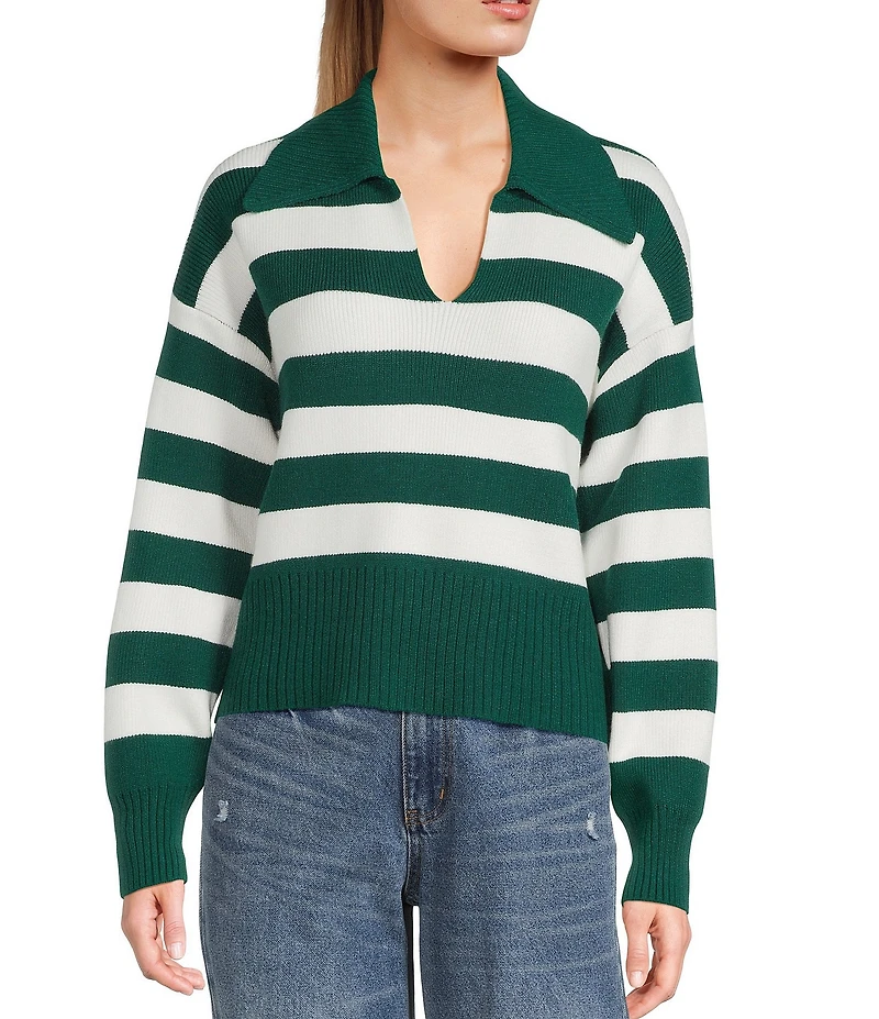 Copper Key Collared Stripe Sweater
