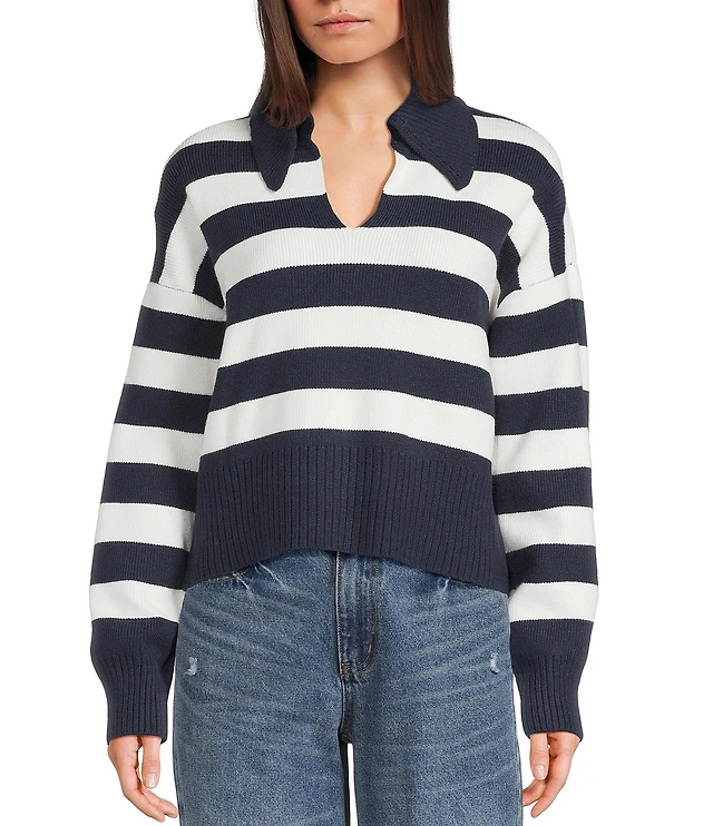 Copper Key Collared Stripe Sweater