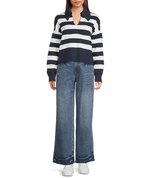 Copper Key Collared Stripe Sweater