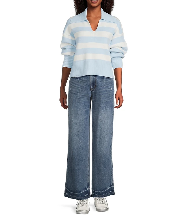 Copper Key Collared Stripe Sweater