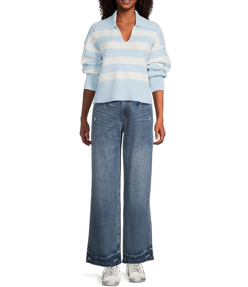 Copper Key Collared Stripe Sweater