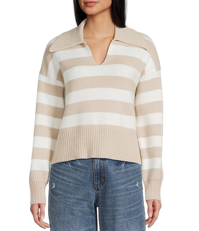 Copper Key Collared Stripe Sweater