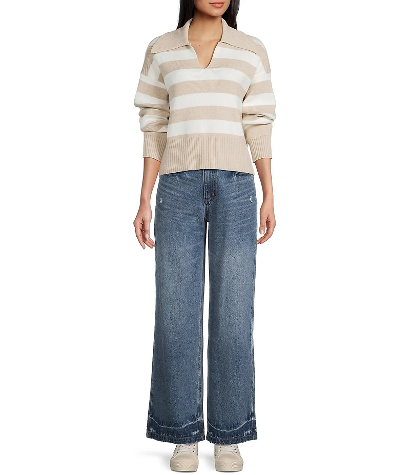 Copper Key Collared Stripe Sweater