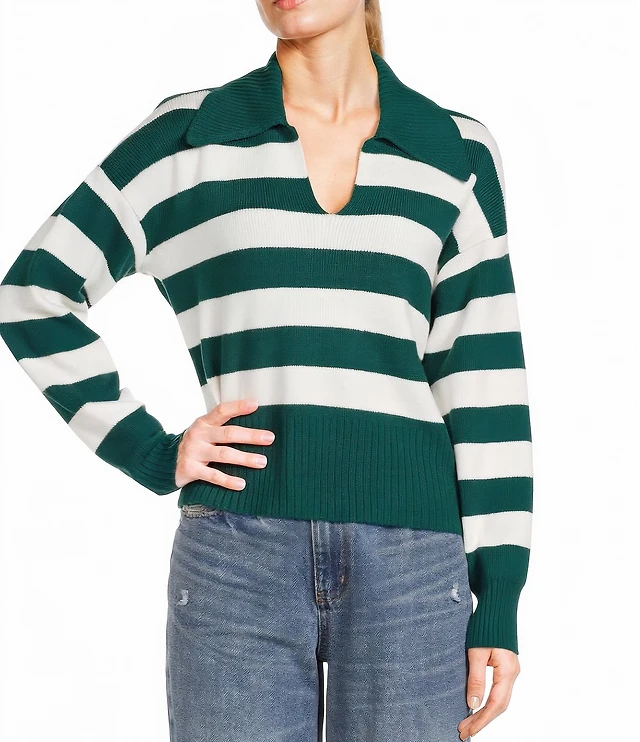 Copper Key Collared Stripe Sweater