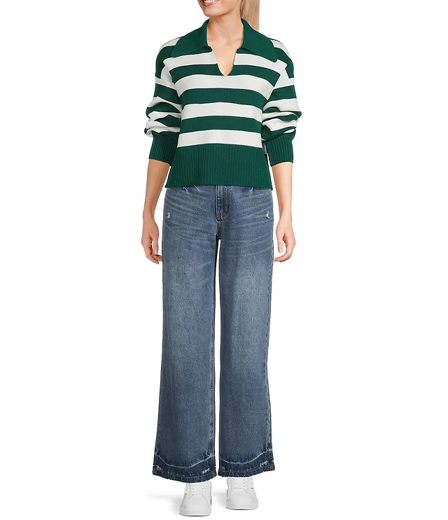 Copper Key Collared Stripe Sweater
