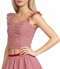 Copper Key Coordinating Cropped Gingham Tank