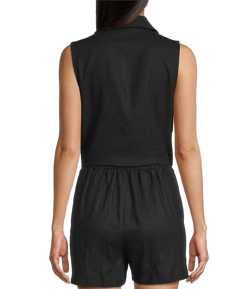 Copper Key Coordinating Linen Blend Tie Front Tank Top