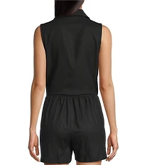 Copper Key Coordinating Linen Blend Tie Front Tank Top