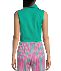 Copper Key Coordinating Linen Blend Tie Front Tank Top
