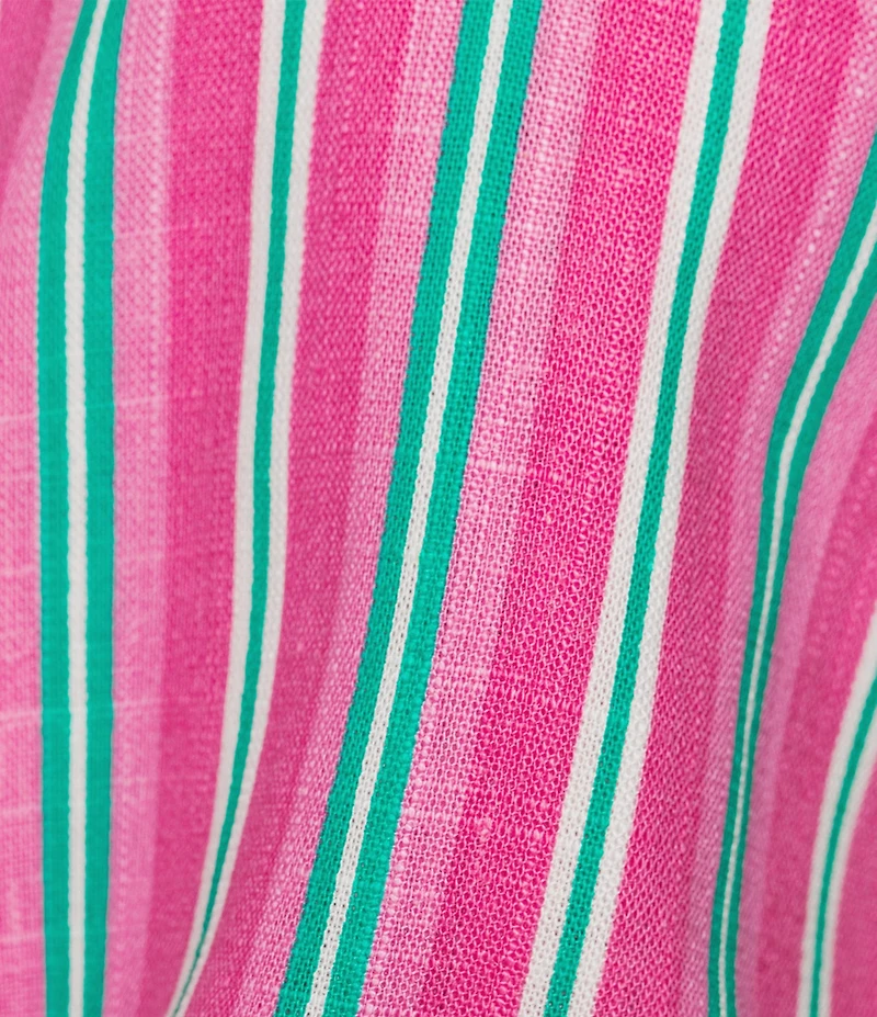 Copper Key Coordinating Stripe Printed Linen Blend Tie Front Tank Top