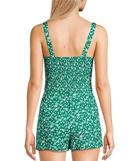 Copper Key Coordinating Woven Ditsy Floral Printed Tank Top