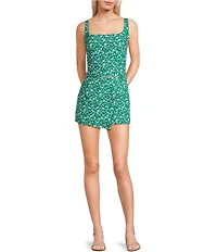 Copper Key Coordinating Woven Ditsy Floral Printed Tank Top