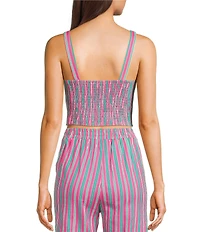 Copper Key Coordinating Woven Stripe Printed Tank Top