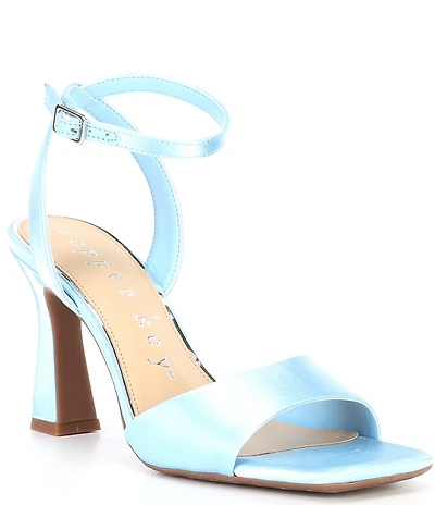 Copper Key Crane Satin Ankle Strap Sandals