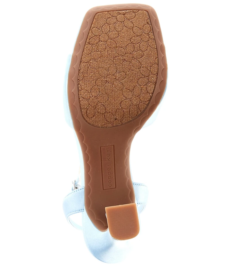 Copper Key Crane Satin Ankle Strap Sandals