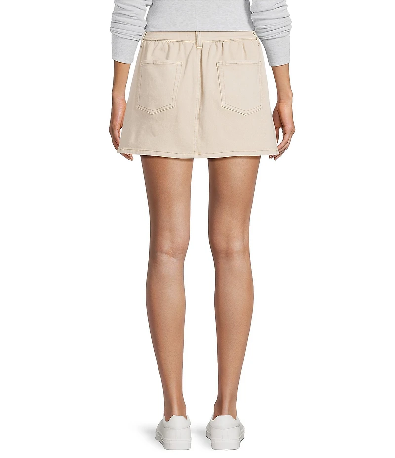 Copper Key Denim Pleated Mini Skirt